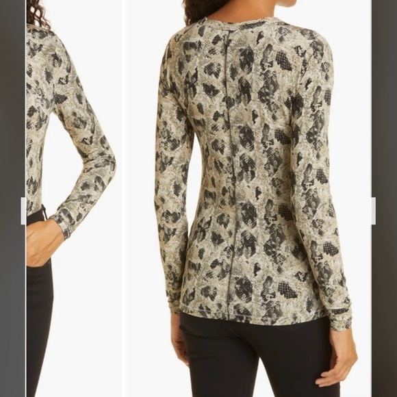 RAG & BONE Sabeen Print Long Sleeve T-Shirt in Beige multi Size M - Picture 5 of 13
